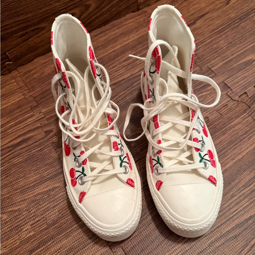 Womens Converse All Star Lift High-Top Sneaker - Egret / Cherries | 7 - Picture 5 of 14